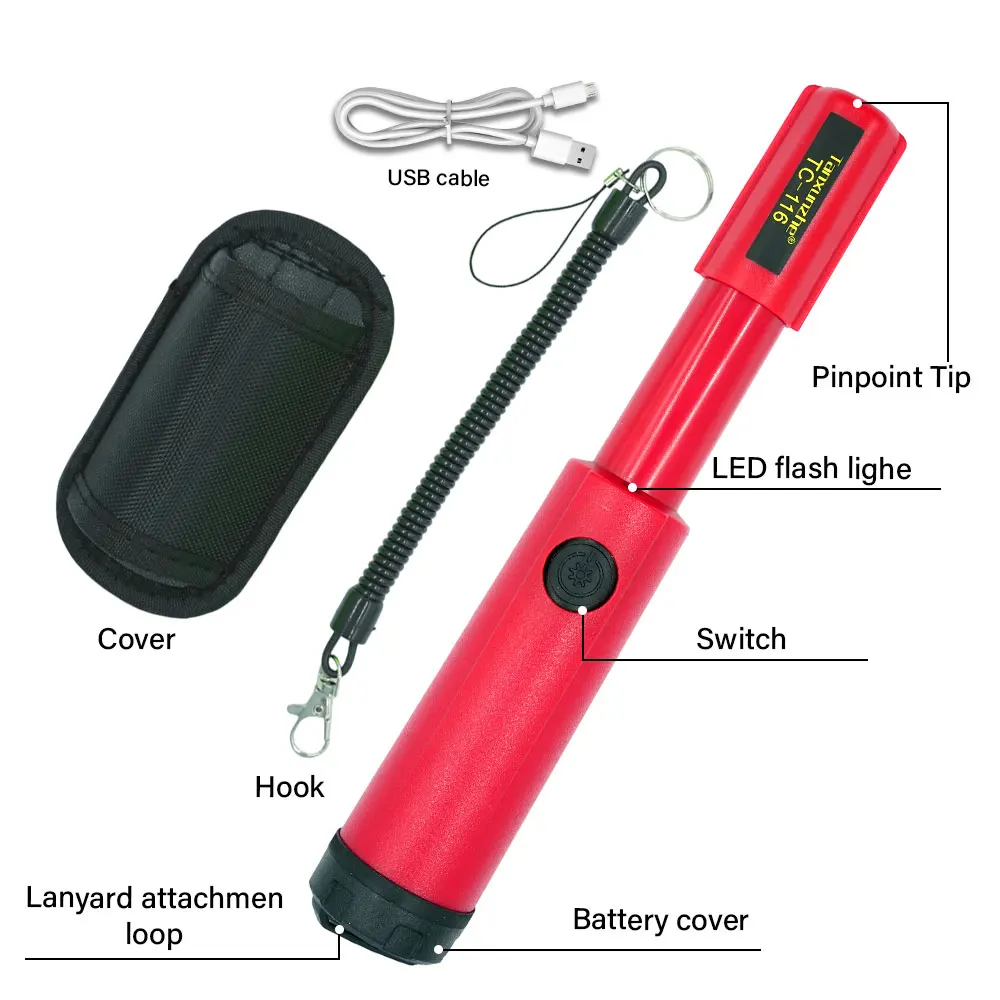Detector de metais portátil de alta qualidade TC-116 detectores de haste de posicionamento IP68 à prova d'água até 3 metros no localização da água
