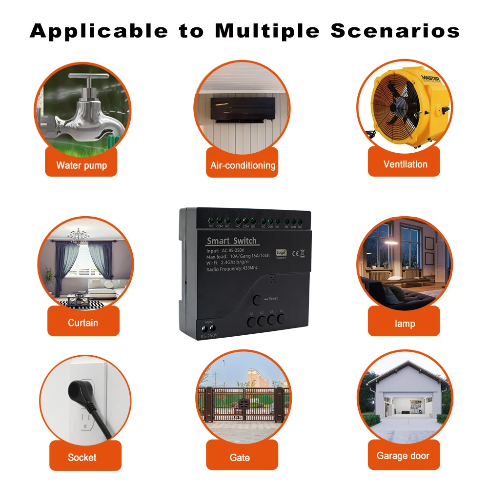 Clearance_Tuya Smart Wifi Schalter Modul 12 V 24 V 220 V RF 433 Fernbedienung Appliance Control Modul 4CH relais Arbeit Mit Alexa Go