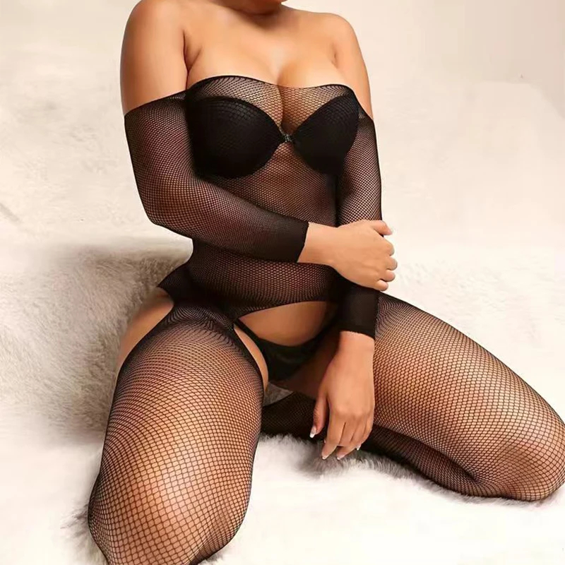 クリアランス_ワンピース クロッチレス Bodystocking セックス用透明セクシーなランジェリーセクシーなボディスーツエロ衣装ローズフルボディ St