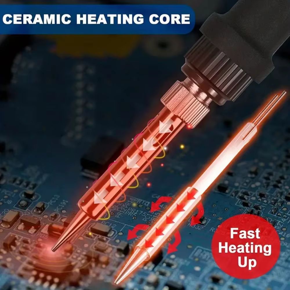 60W Electric Soldering Iron Replaceable Soldering Iron Adjustable Temperature  Head Soldering Iron Pen Welding Kit