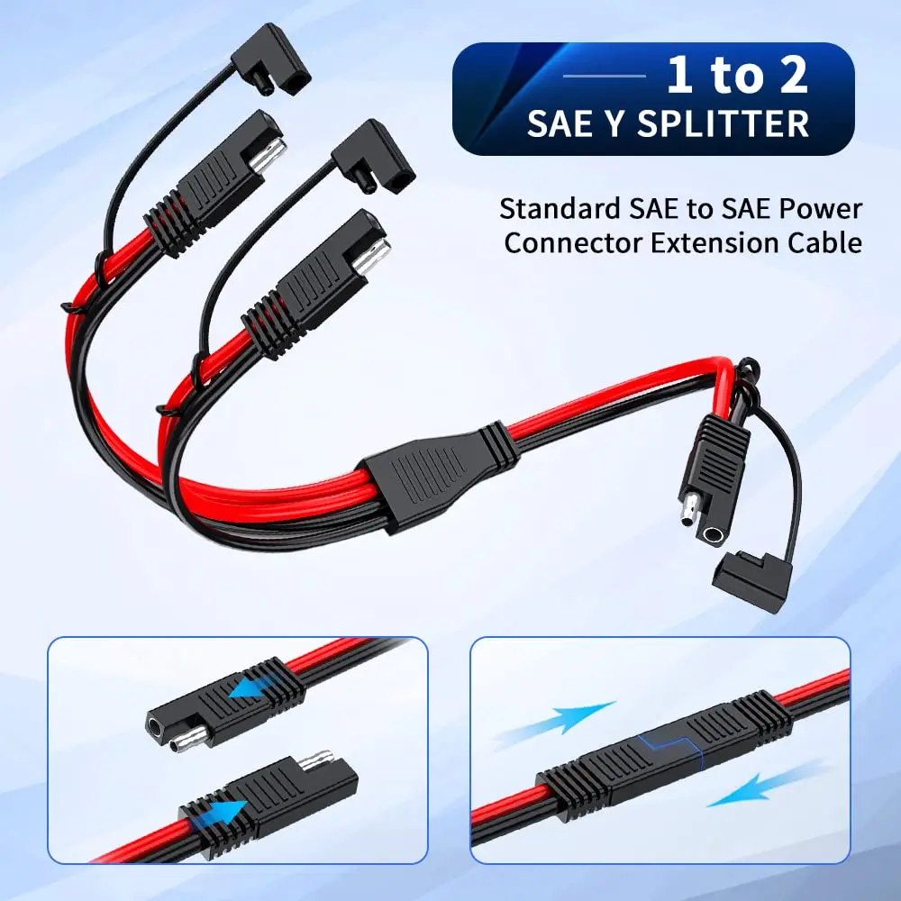 Anchtek 10AWG 1 ～ 2 SAE ～ SAE 延長ケーブル SAE DC 電源自動車アダプターケーブル SAE プラグ ソーラーパネルバッテリー充電器用