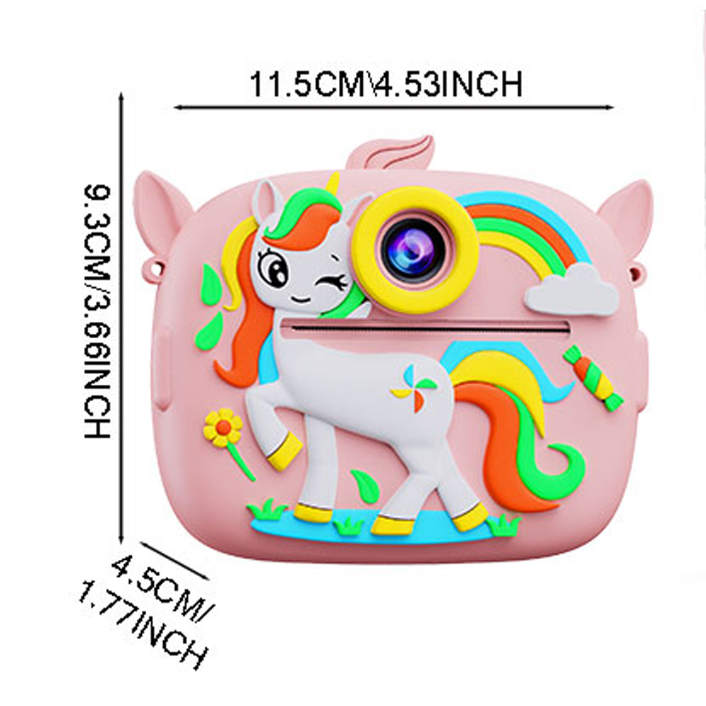 Caméra à impression instantanée en forme de petit dinosaure, carte mémoire de 32 go, double caméra HD 1080P, impression instantanée avec 3 rouleaux de papier d'imprimante