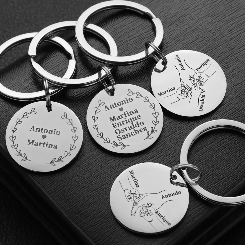 Llavero personalizado con nombre personalizado, Día de la madre del padre, papá, mamá, llaveros, anillos para colgante de coche, regalos de amor P026S