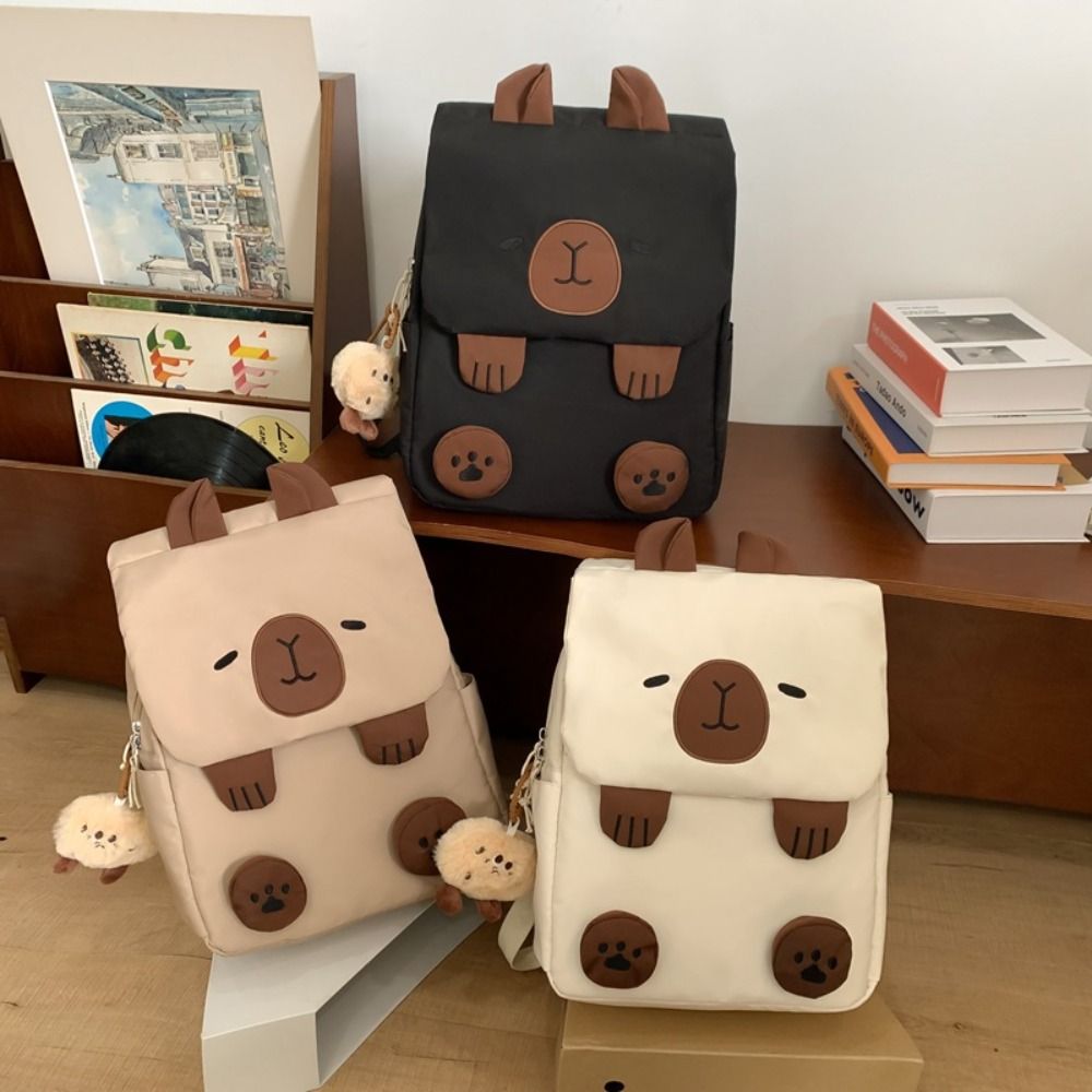 Kawaii Capybara 여성용 나일론 배낭 다목적 만화 재미 있은 Capibala Crossbody 가방 대용량 토트 백 핸드백