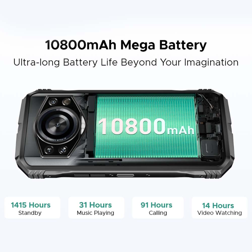 Прочный телефон DOOGEE S Cyber Pro Helio G100 6,6 дюйма FHD + 120 Гц IPS 12 ГБ 512 ГБ 10800 мАч Большой аккумулятор 33 Вт Зарядка NFC-смартфона