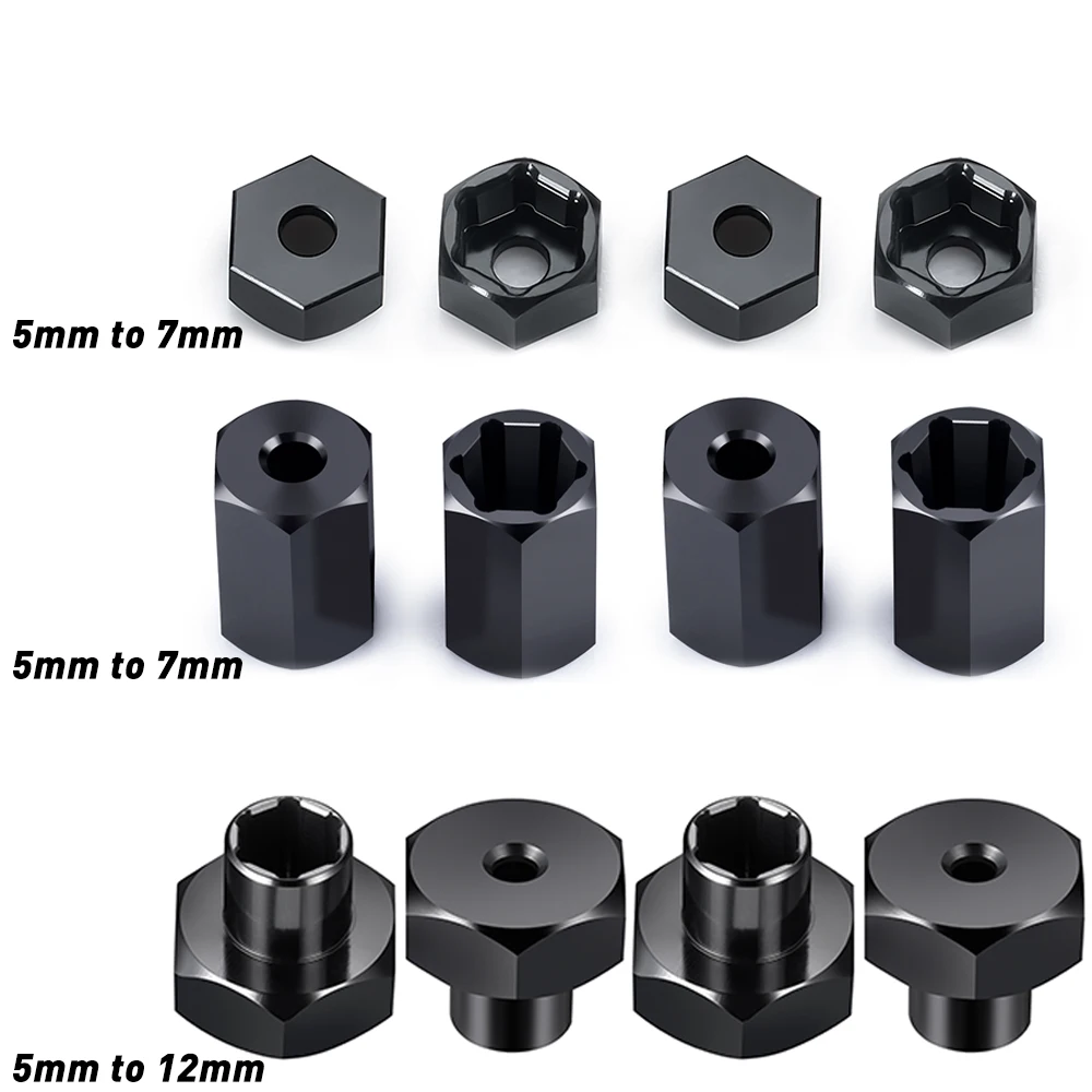 YEAHRUN Aluminum Alloy 5mm to 7mm Hex Wheel Hub Adapter Conversion for WPL D12 1/10 SCX24 Wheels on WPL