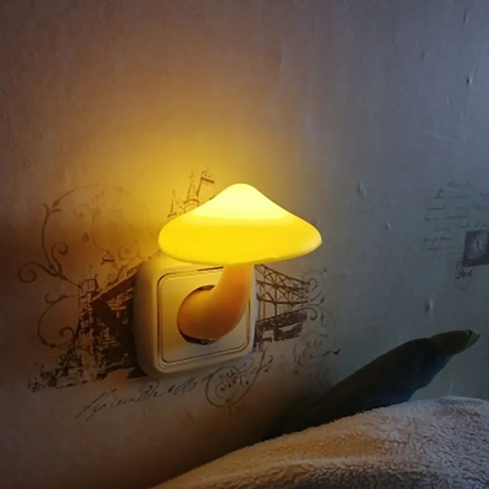 Quarto led night light cogumelo tomada de parede lâmpada ue eua plug branco quente sensor de controle de luz quarto luz decoração para casa