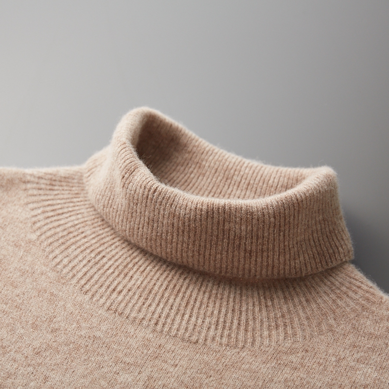 100% Pure Wol Eendelige Confectiekleding Heren Hoge Revers Pullover Herfst En Winter Basis Gebreide Veelzijdige Trui Casual Groot