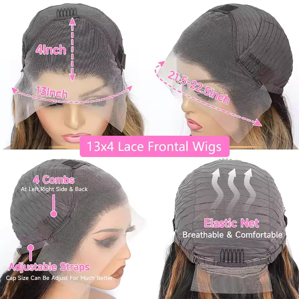 ボディウェーブレースウィッグ,ブラジルの人間の髪の毛,陰影のあるブロンド,13x4,密度200,1b,27