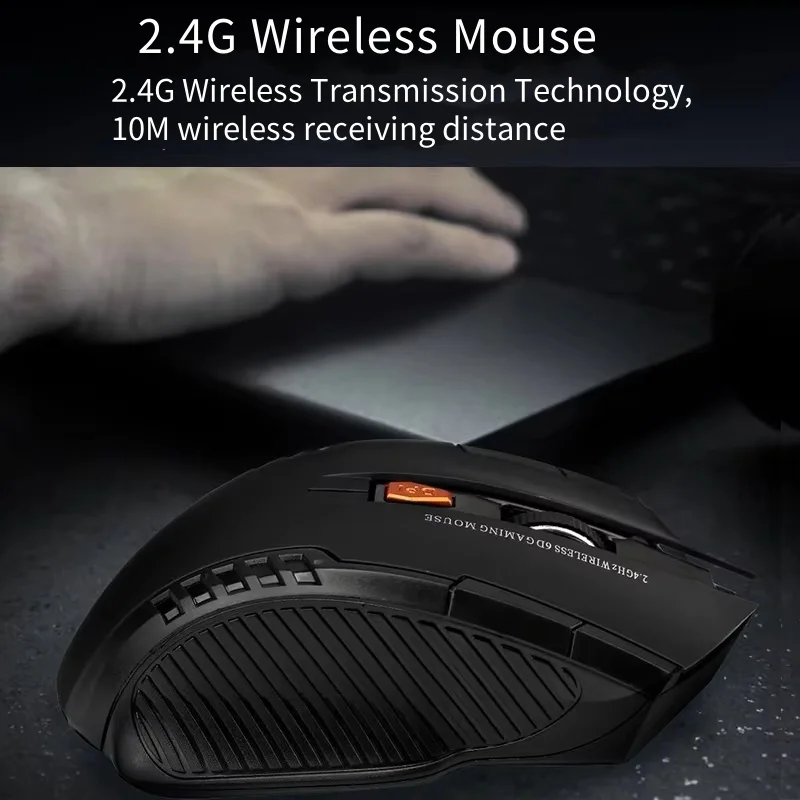 Mouse sem fio de 2,4 GHz ajustável DPI Mouse 6 botões Mouse óptico para jogos Gamer Ratos sem fio com receptor USB para computador PC