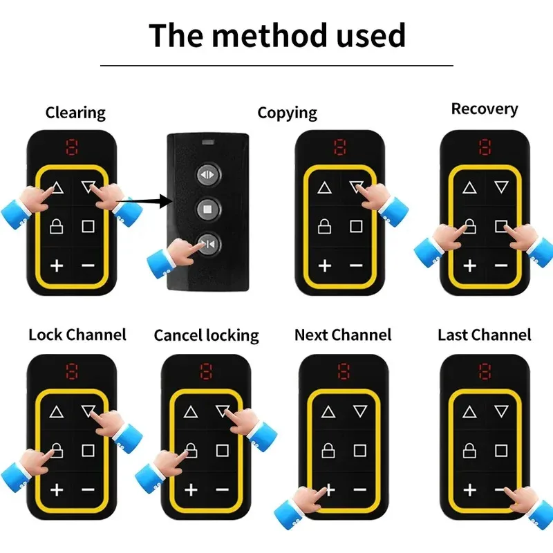 Universal Multi-Frequency Garage Door Remote Control Key Duplicator 8-Channel Clone Garage Door Controller
