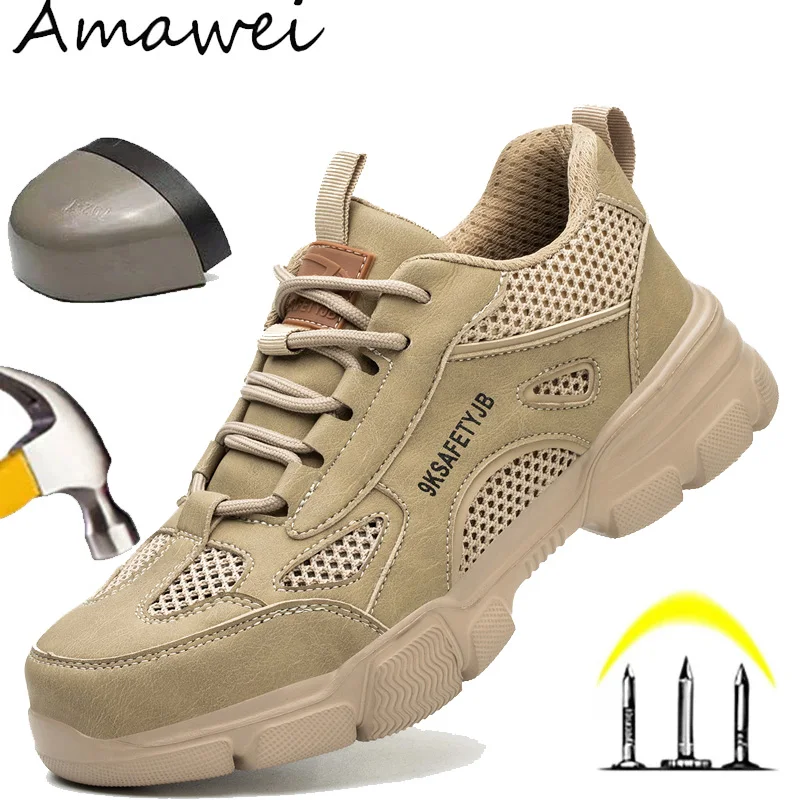 Scarpe antinfortunistiche traspiranti Scarpe da ginnastica da lavoro da uomo Stivali antinfortunistici indistruttibili Scarpe da donna anti-sfondamento Scarpe con punta in acciaio Stile sportivo all'aria aperta