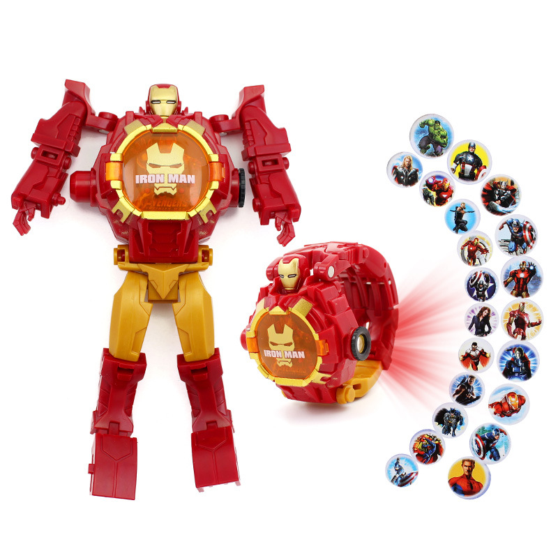 Disney Iron Man Capitan America Orologio giocattolo Deformazione 21 Orologio da proiezione Orologio digitale per bambini Orologio da polso per studenti Regalo di compleanno