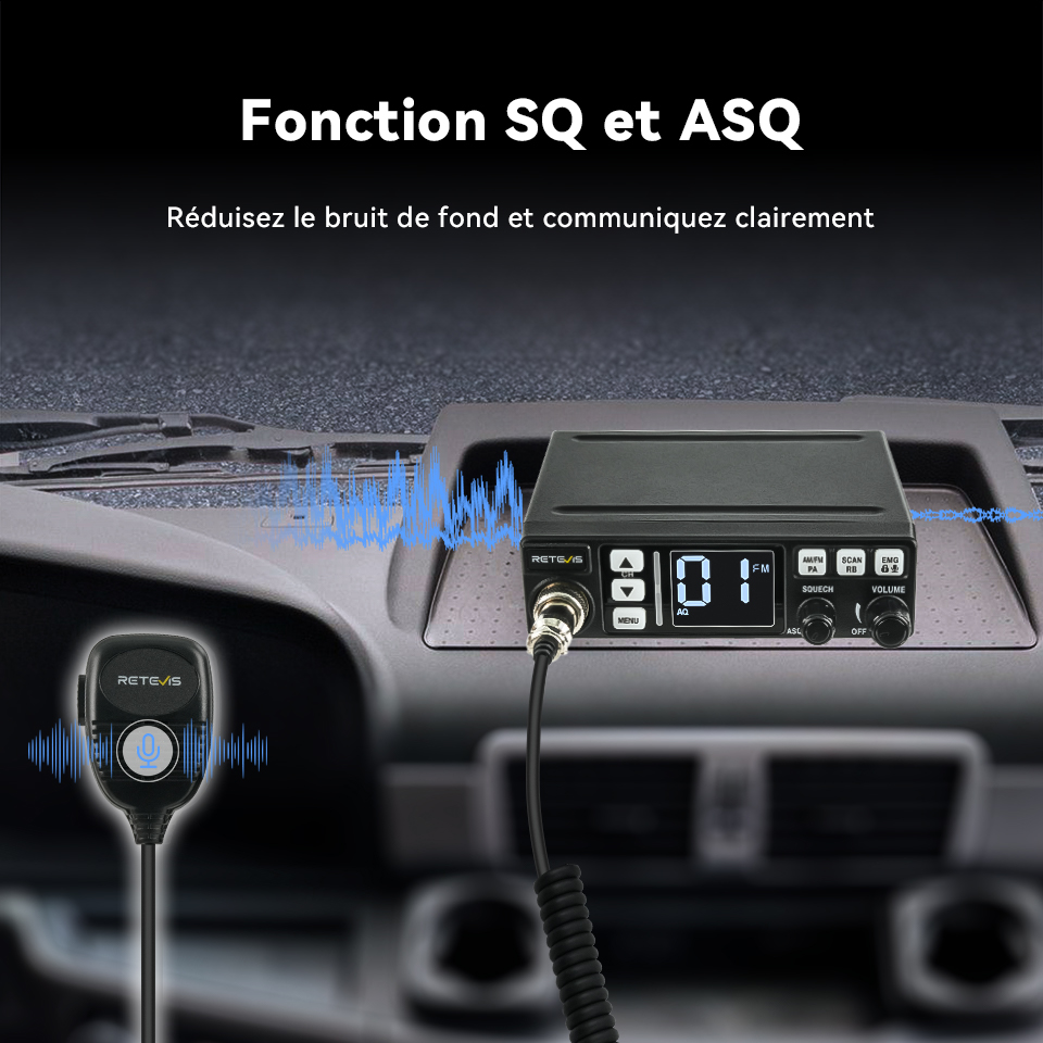 Retevis-Station de radio CB longue portée pour camionneurs, communication professionnelle, radio jambon mobile pour voiture CB, canal AM FM, 9/19 VOX, MB63