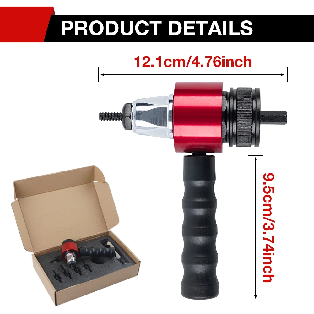 Pistolet à riveter M3 M4 M5M6M8 Convertisseur de pistolet à écrou à riveter électrique,outil de rivetage d'écrou rapide de qualité industrielle,pistolet à écrou à riveter sans fil,machine à riveter multi-spécifications
