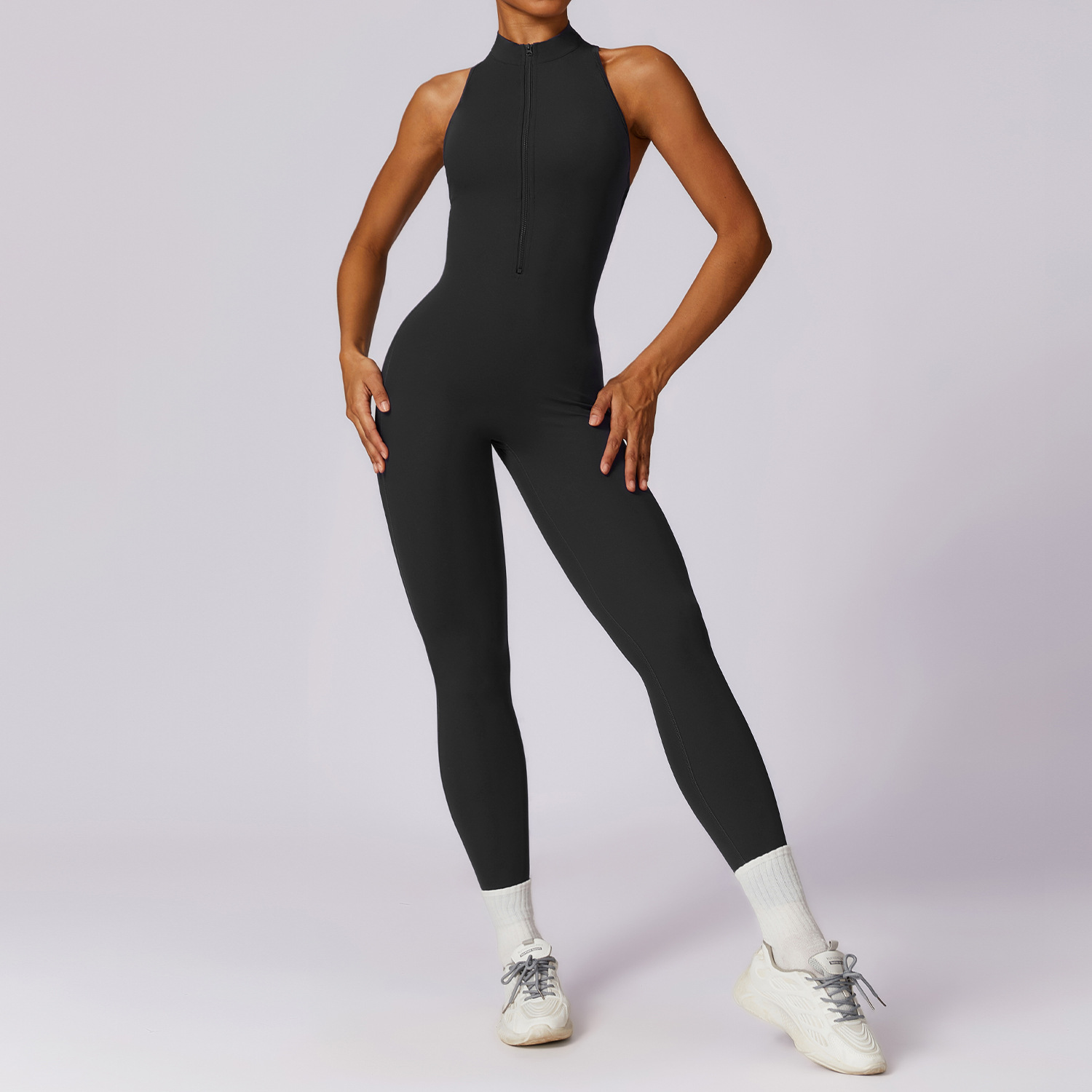 Mono de Yoga con cremallera, monos deportivos para Fitness, conjunto de ropa de gimnasio, ropa de Yoga, ropa de entrenamiento para Pilates, conjunto de mujer, ropa deportiva de realce