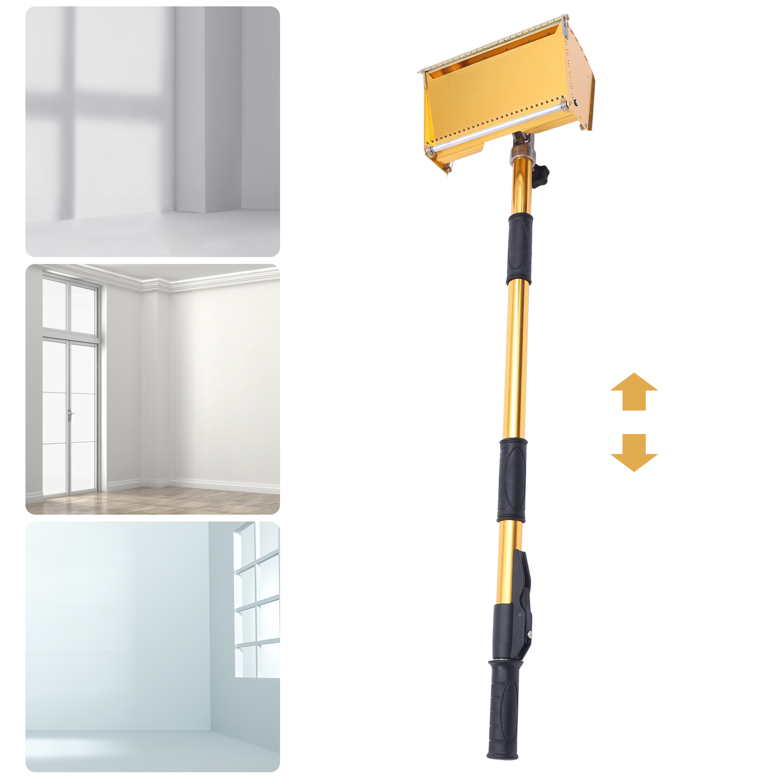 10.43" Professional Drywall Flat Finishing Box Tool Aluminum Alloy Drywall Flat Finisher Box with 35.4-59 Inch Adjustable Handle