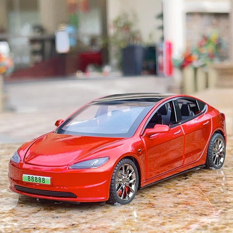 2024 nuevo 1:32 Model3 modelo 3 aleación Muscle Car modelo sonido y luz tirar hacia atrás juguete para niños coleccionables regalo de cumpleaños