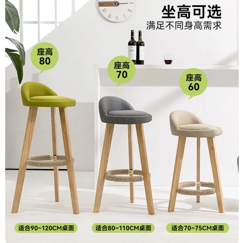 Bar Height Bar Stools Without Back Wooden Tall Stools for Kitchen Island Modern Bar Chairs Cotton and Linen Barstools  Furniture