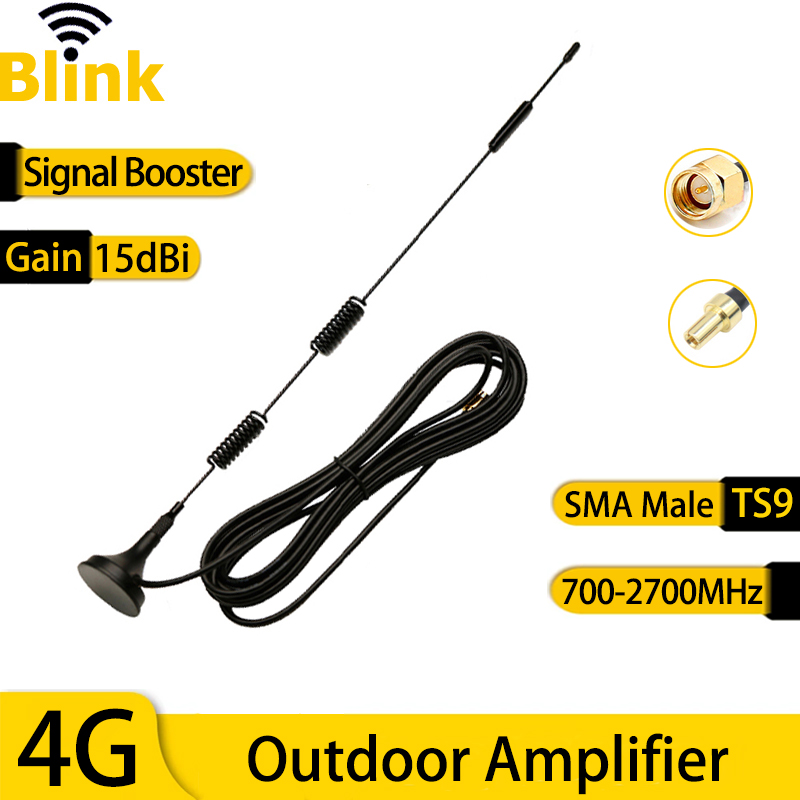 Antena con ventosa de banda completa 15dbi 4G TS9 amplificador de red exterior 3G 2G GSM amplificador de señal móvil para módem enrutador de teléfono de vehículo