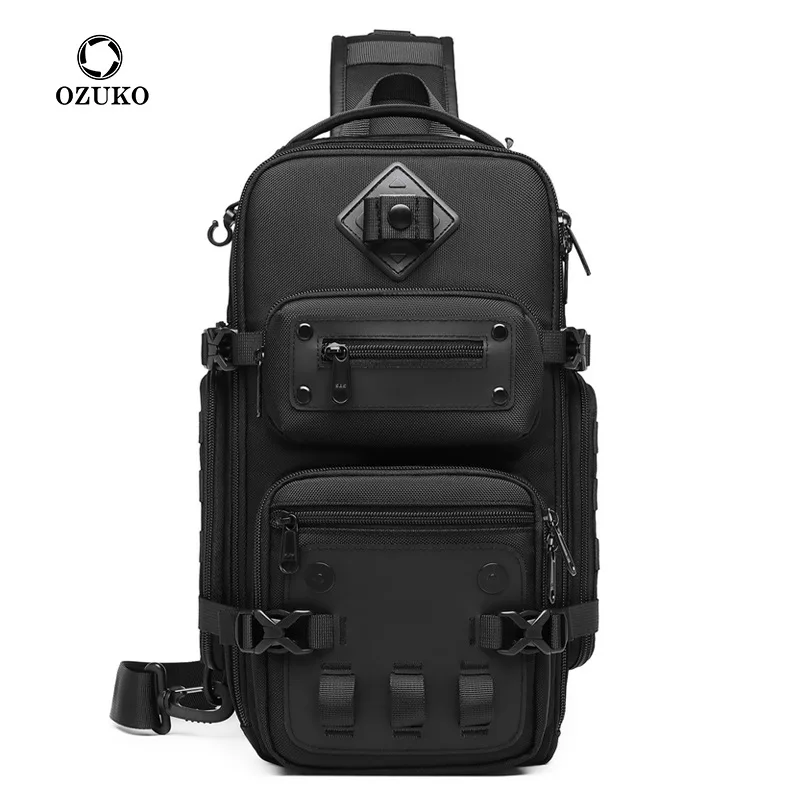 Ozuko bolsa de peito masculina ao ar livre tática de um ombro crossbody bolsa de esportes à prova d'água de alta capacidade para homem