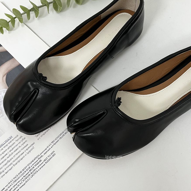 IPPEUM タビスシューズ黒バレエフラットスプリットトゥシューズ女性メアリージェーンズプラスサイズ 44 ドレスローファーバレリーナ Zapato Mujer