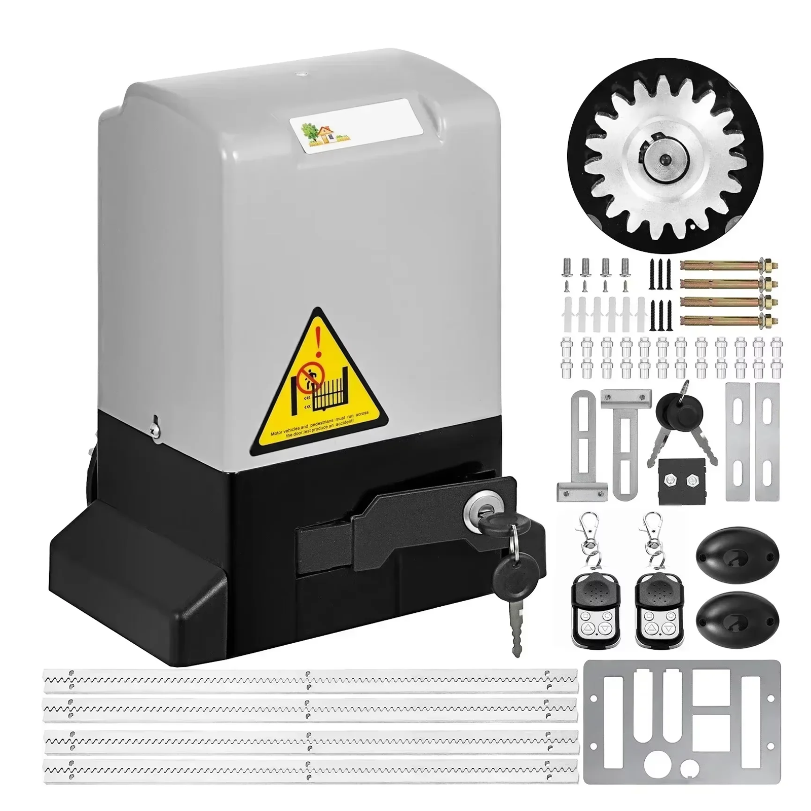 Abridor de puerta VEVOR 1300LBS, abridor de puerta de garaje eléctrico, corredera automática, 2 llaves con bastidores de 4m, operador para Hotel, fábrica, escuela
