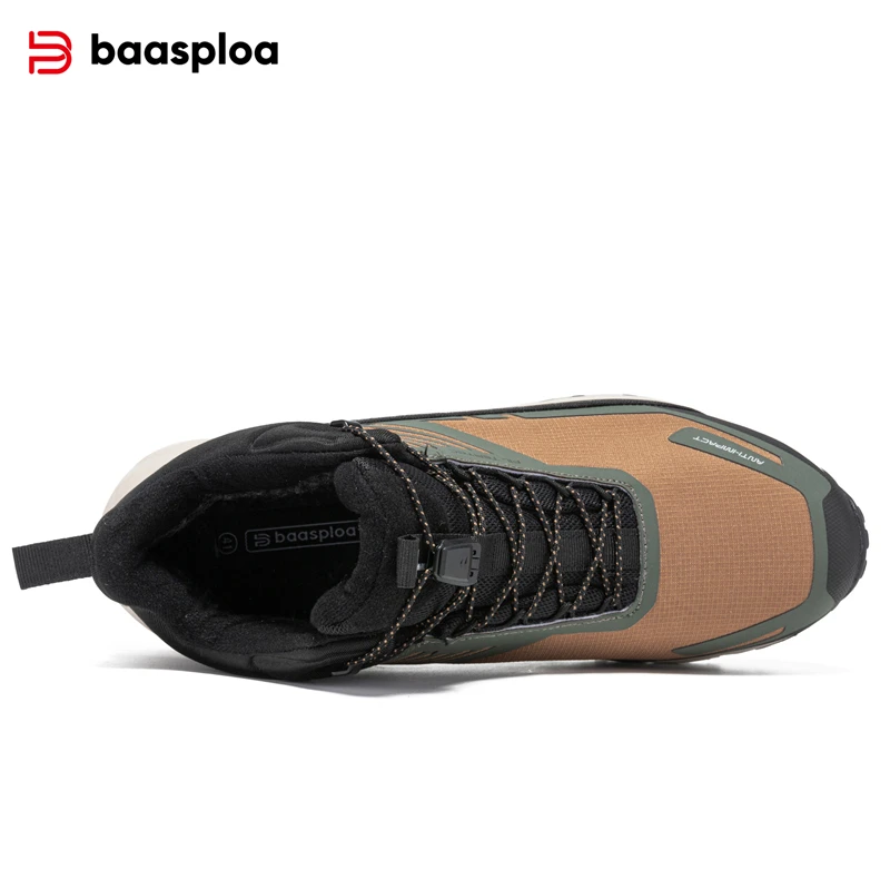 Baasploa novos homens caminhadas sapatos ao ar livre à prova dwaterproof água resistente não deslizamento tênis masculino casual leve de pelúcia quente sapatos caminhada