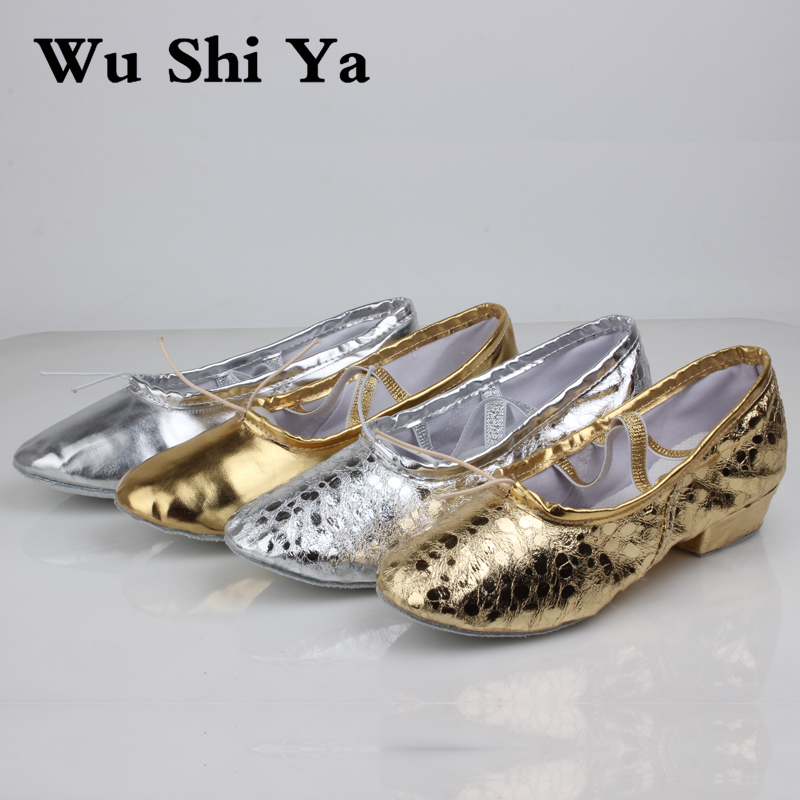 Zapatos de baile para profesores con tacones, zapatillas, zapatos para adultos, suelas blandas, tacones dorados y plateados, zapatos de danza étnica del vientre
