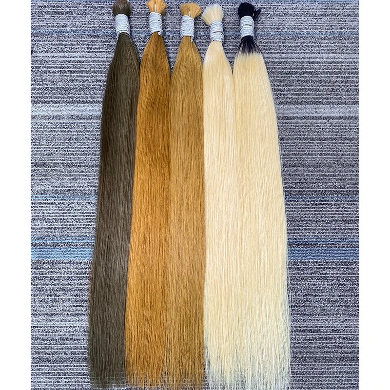 ไม่มี Weft 100% ผมมนุษย์จริงผม 100g ผมเครื่อง Virgin Remy ตรงผมสีบลอนด์ธรรมชาติ Extension
