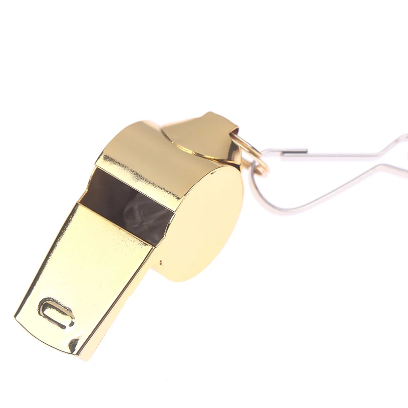 Apito de corda de aço inoxidável dourado pendurado no pescoço Apito salva-vidas ao ar livre