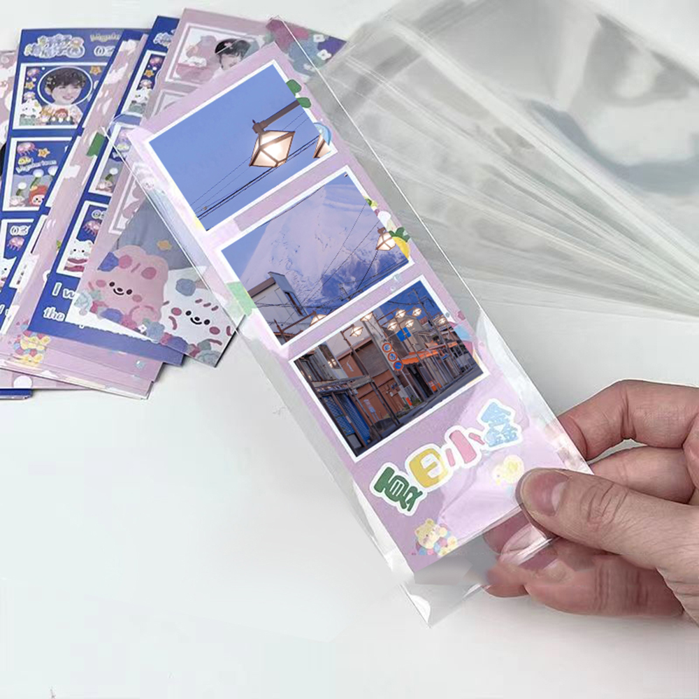 100Pcs 4 그리드 지우기 사진 카드 슬리브 아이돌 사진 북마크 보호 커버 작은 카드 주최자 Opp 가방 학생 용품
