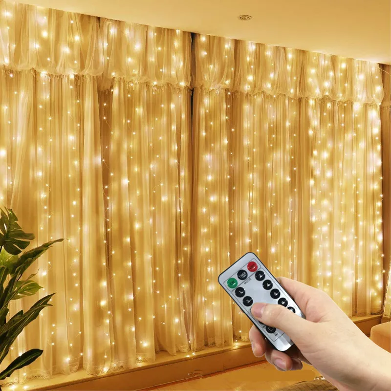6 メートル/3 メートル USB LED カーテンフェストゥーン Led ライト花輪新年クリスマス装飾結婚式の装飾屋外ガーデンライト