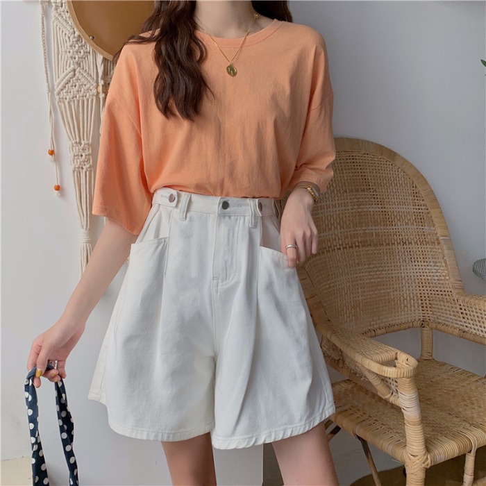 orts de Jeans Fs Plus Size de Cintura Alta de Cinco Polegadas, Estilo Casual, Ajuste Solto, Novo Estilo de Verão, Ca...