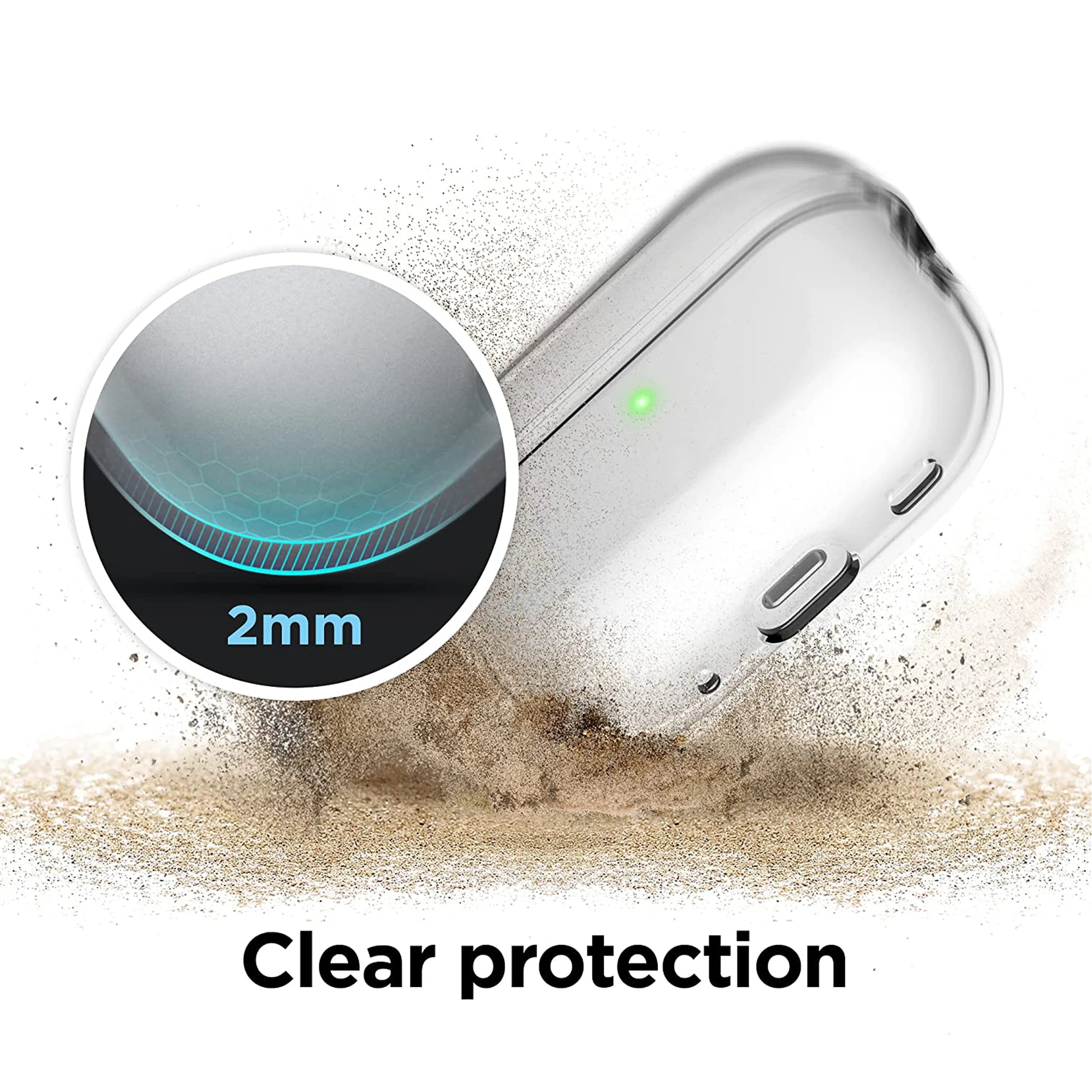 Funda protectora transparente para Airpods Pro 2, funda suave de TPU a prueba de golpes diseñada para auriculares Airpods Pro2
