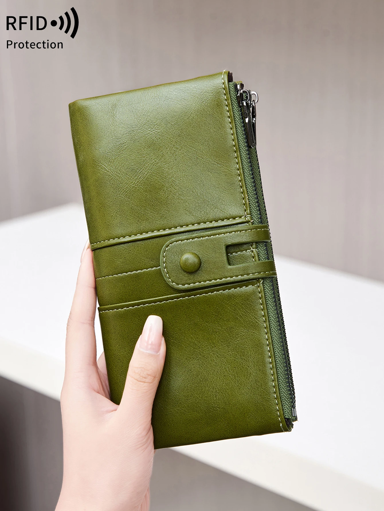 ขายร้อน RFID กระเป๋าสตางค์ยาวผู้หญิงกระเป๋าถือหนัง PU พร้อมช่องใส่การ์ดหลายช่อง, กระเป๋าสตางค์ซิปเหรียญ, กระเป๋าสตางค์มือถือของผู้หญิง