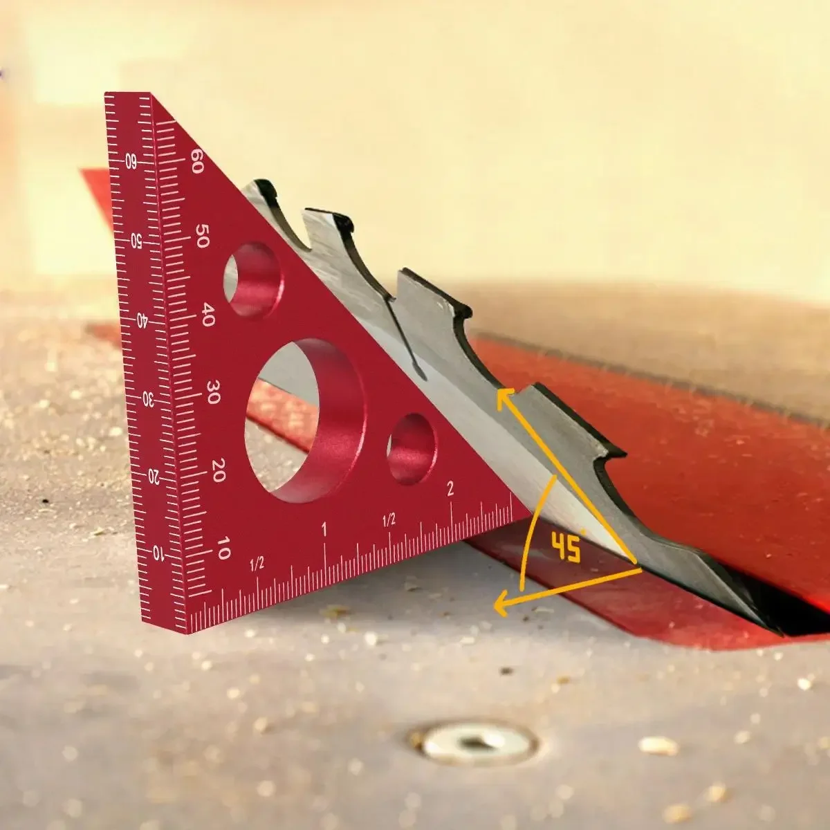 Regla Esquadro de aluminio, calibre de ángulo recto esmerilado de 45/90 grados, regla triangular con escalas imperiales y métricas