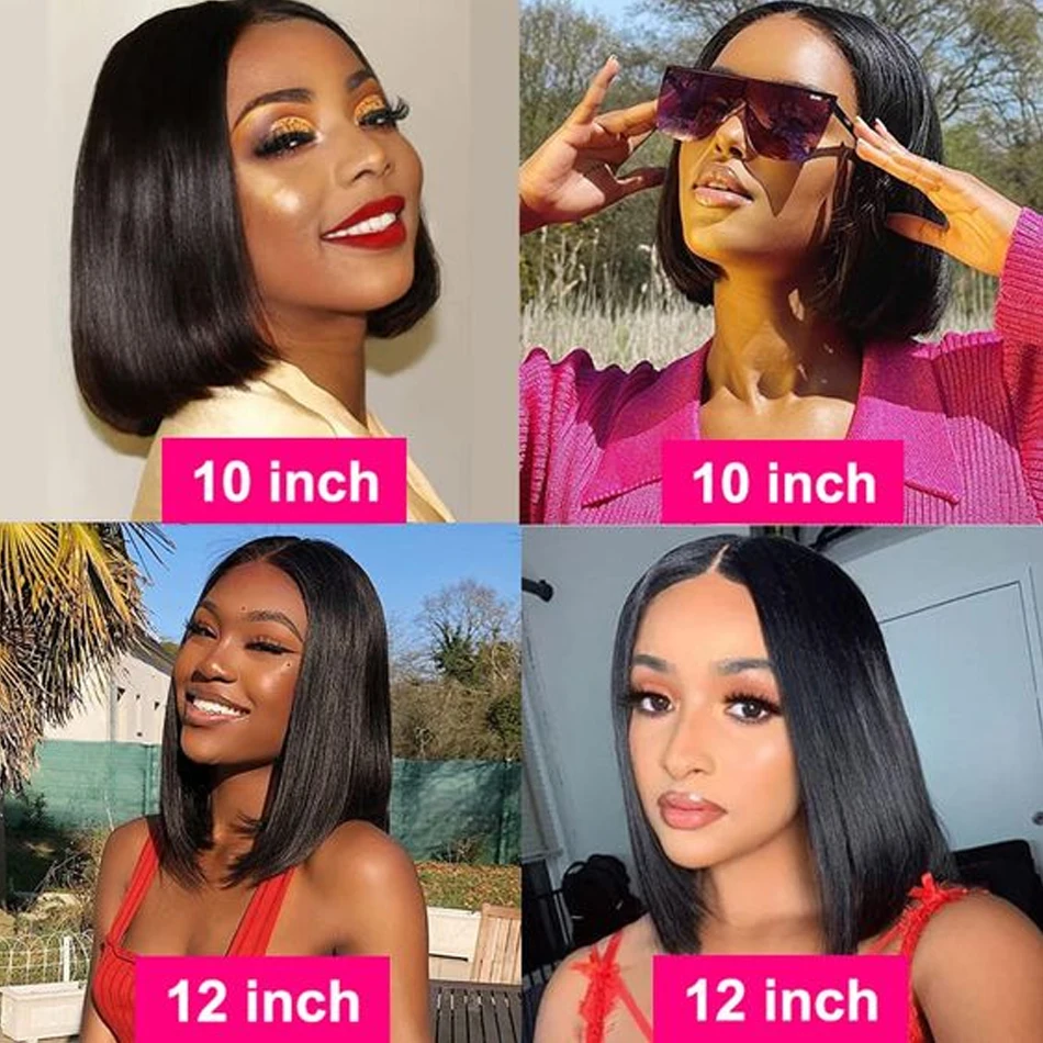 Ready To Wear Bob Wig Lace Front Straight 100% Human Hair Wigs Short PrePlucked 13x4 HD Transparent Cheap Wig With Free Shipping