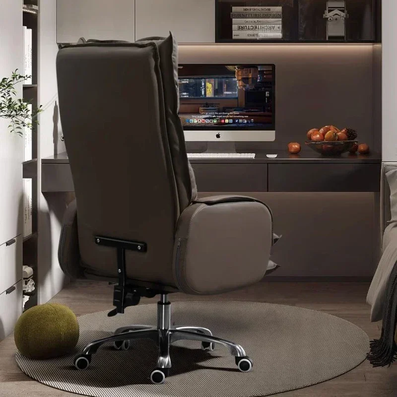 Recliner ergonômico para Office Computer Boss, Cadeira executiva de couro, Lounge cadeira giratória, computador reclinável