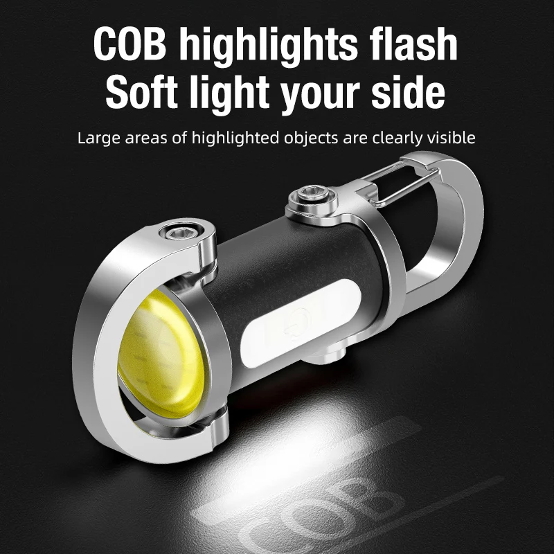 Neue wiederaufladbare Schlüsselanhänger-Taschenlampe, 800 lm EDC COB-Arbeitslicht-Taschenlampe, superhelle tragbare Mini-Laternen-Suche, Wandern