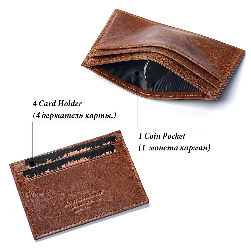 ใหม่ Slim 100% Cowhide หนังสําหรับชายบาง Mini ID บัตรเครดิตผู้ถือกระเป๋าสตางค์ Minimalist กระเป๋าด้านหน้ากระเป๋าสตางค์