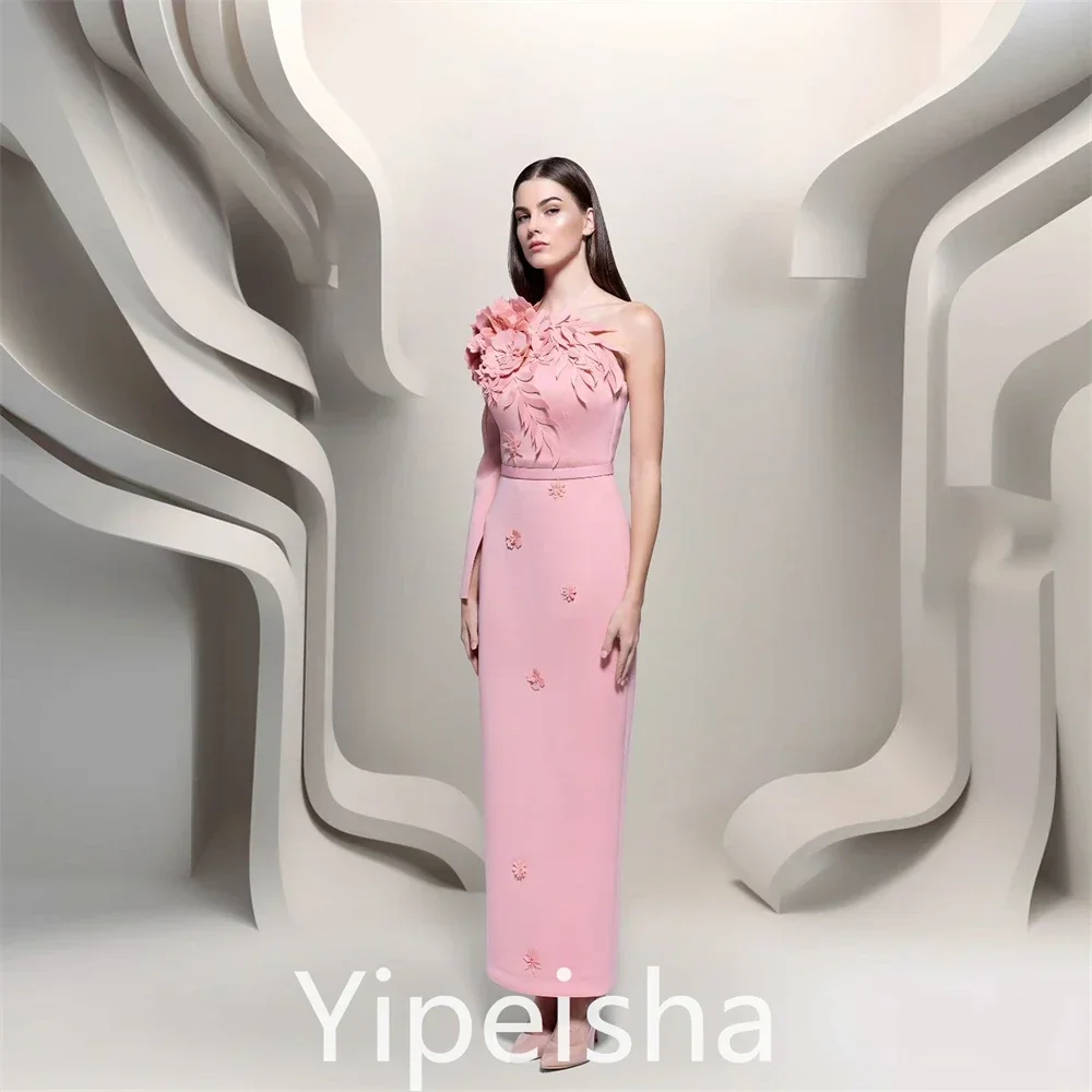 Customized Yipeisha Elegant Fashion One-shoulder Evening  Flower Anke Length Custom