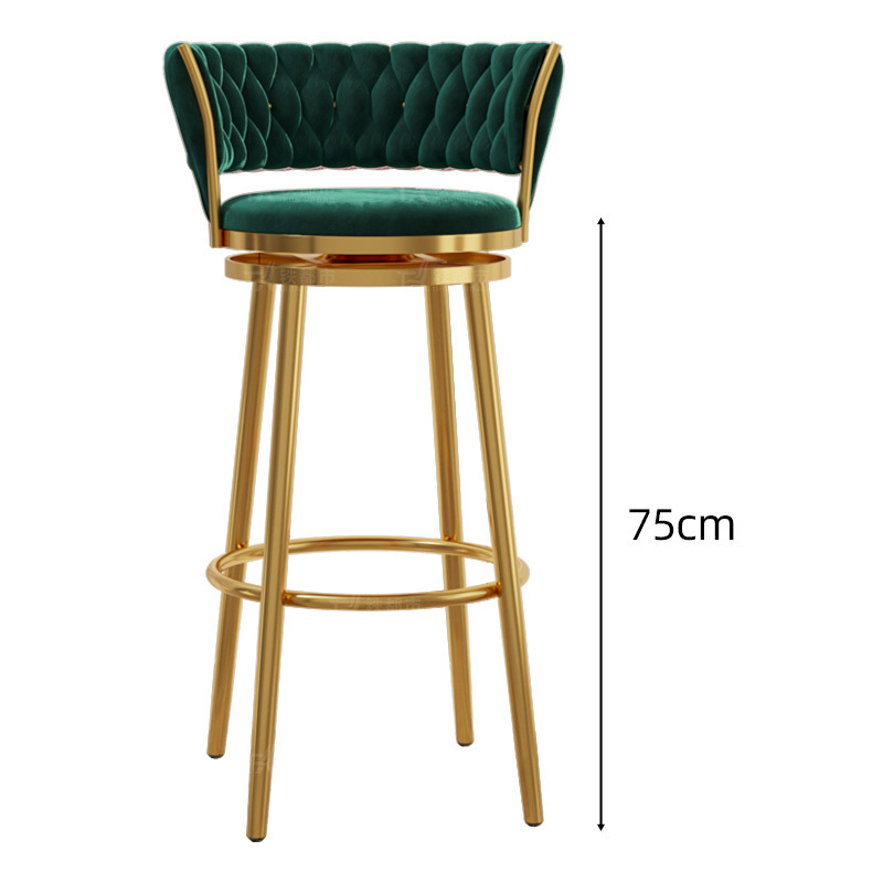 Taburete ligero y plegable de estilo nórdico para el hogar, silla de Bar con mostrador dorado, taburete giratorio moderno, muebles de diseño de Cocina