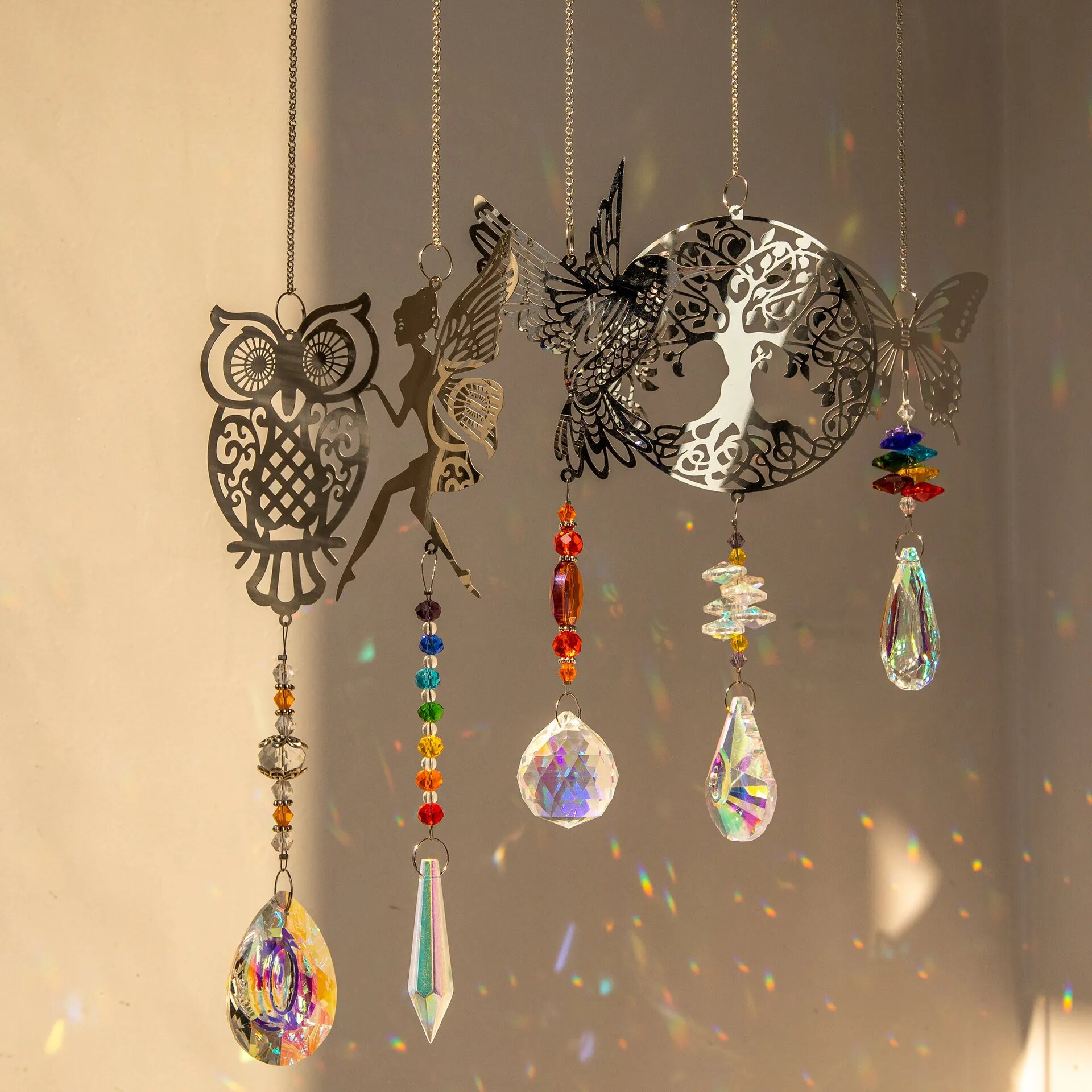 Kristall-Sonnenfänger, Prismen, zum Aufhängen, Regenbogenjäger, Fenster, Windspiel, Baum des Lebens, Heimdekoration, Auto, Kunst, hängender Anhänger