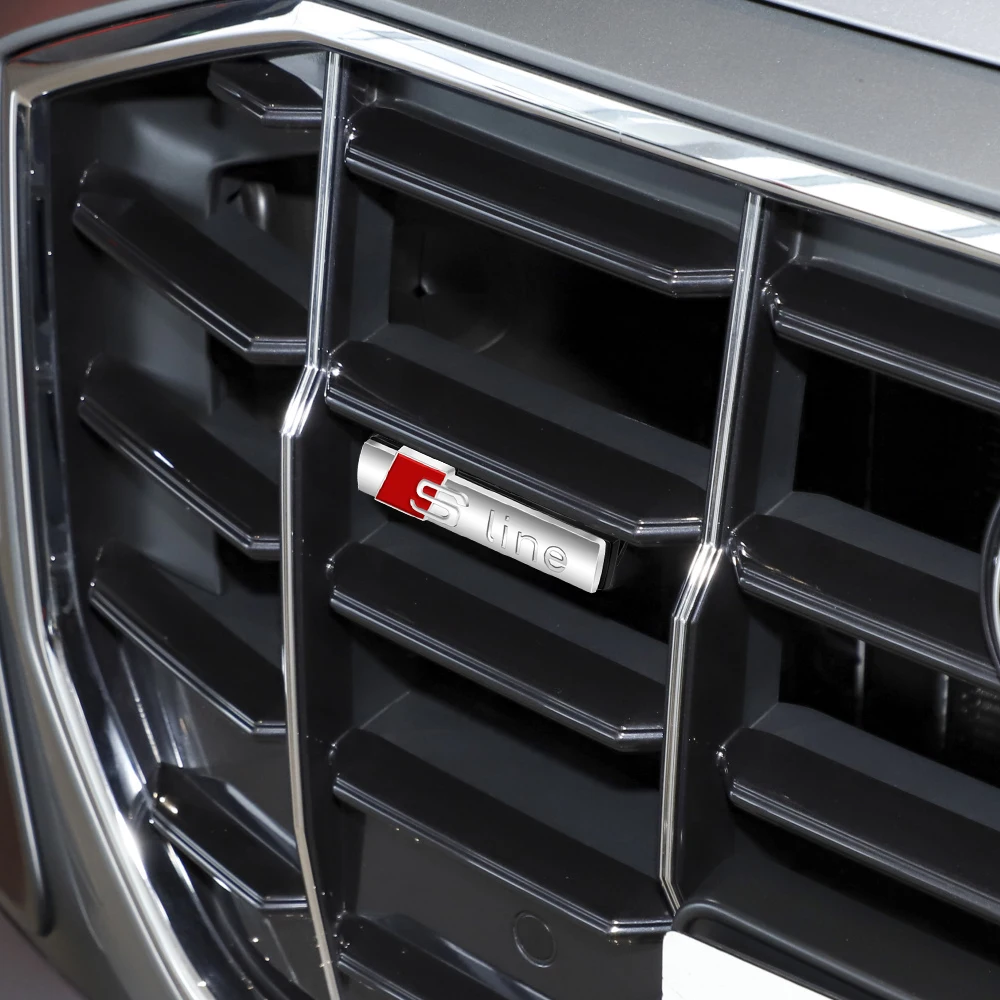Auto Front Grille Emblem S Line Badge Car Body Decoration Sticker for Audi SLine A3 A4 B8 8P 8V B6 A5 A6 C7 Q5 B9 B7 C6 A1 Q7 Q3