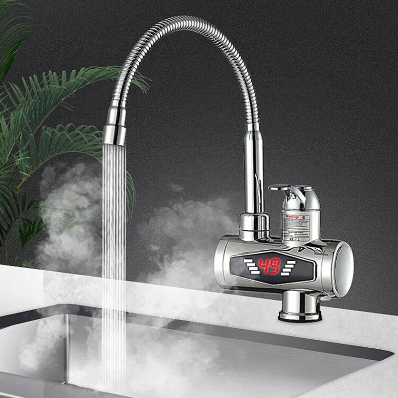 Grifo calentador de agua eléctrico de cocina de 3000W, grifo de agua caliente instantánea, grifo de calefacción fría, agua sin tanque con pantalla Digital LED
