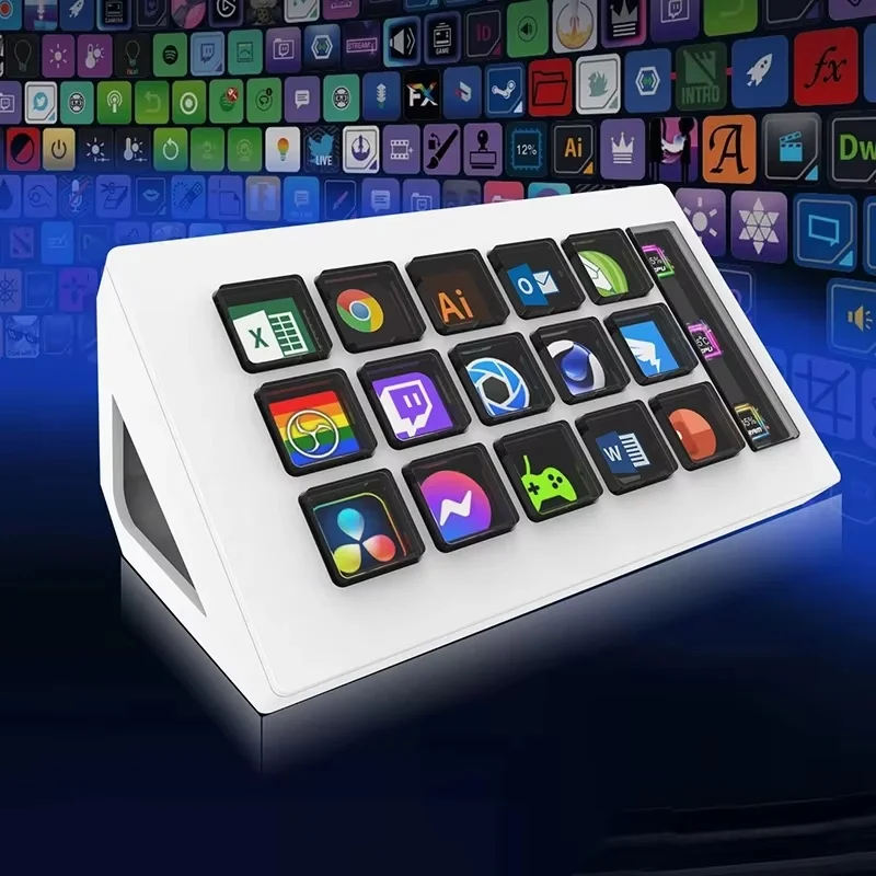 Visual Stream Deck Keyboard LCD Button 15 Keys Live Content Creation Controller for Windows MacOS Android iOS Smart Accessories