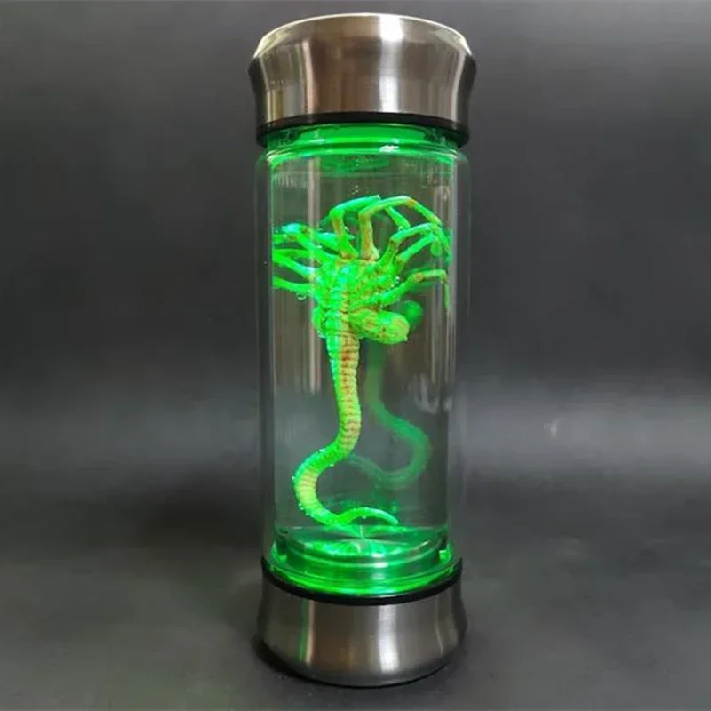 외계인 글로우 항아리 Xenomorph 표본 Facehugger 배아 유리 항아리 led 홈 장식 공예 조각 소품