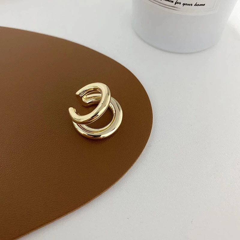 Piercing falso para mujer y hombre, aretes de doble círculo, puños Vintage de hip hop, accesorios para las orejas, moda coreana