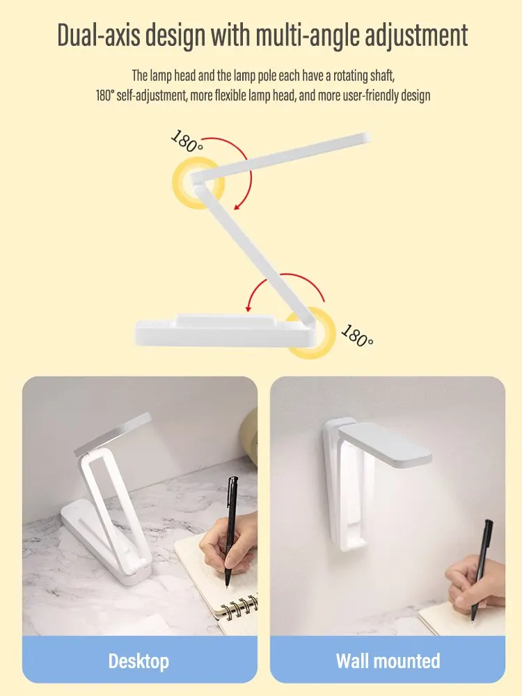 Lampe de bureau de lecture LED pliable avec télécommande tactile, applique murale à intensité variable, chargement USB, bureau d'étude, veilleuse de chevet
